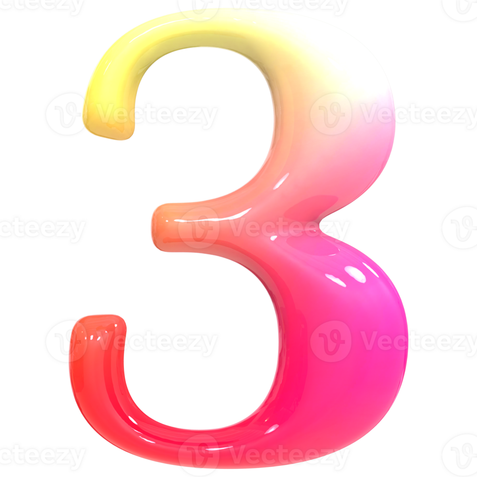 Gradient Number 3 3D Render png