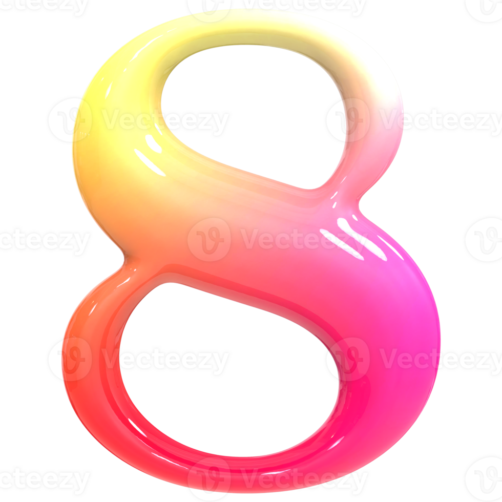 Gradient Number 8 3D Render png