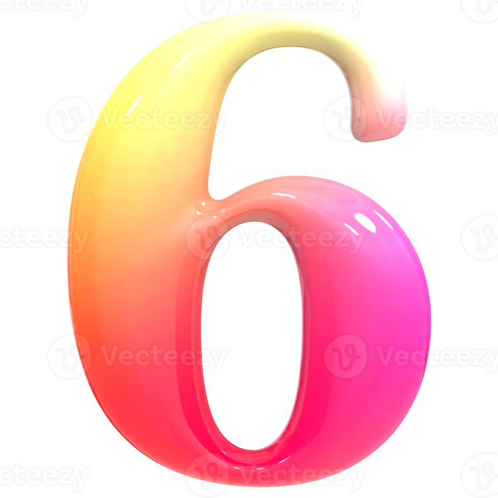 Gradient Number 6 3D Render png