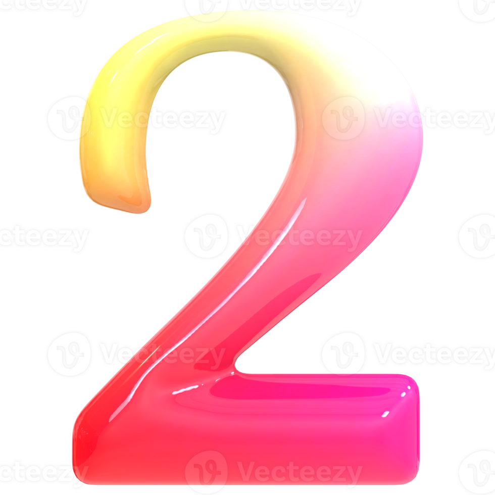 Gradient Number 2 3D Render png