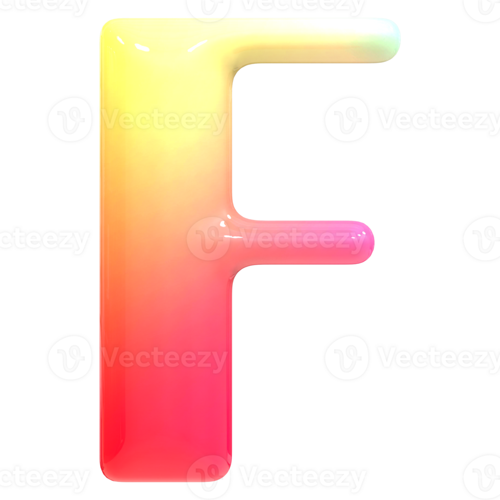 Gradient Font F 3D Render png