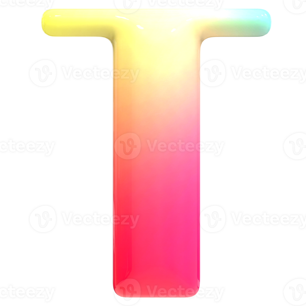 Gradient Font T 3D Render png