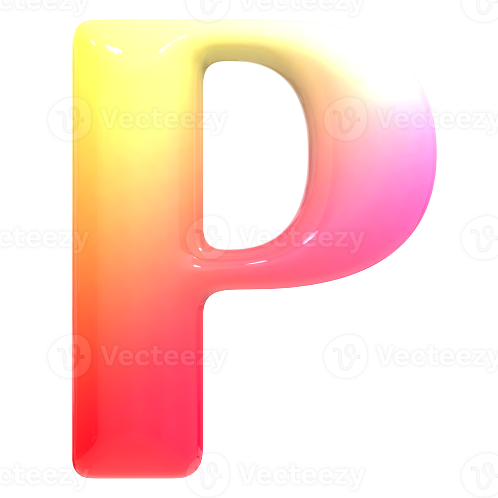 Gradient Font P 3D Render png