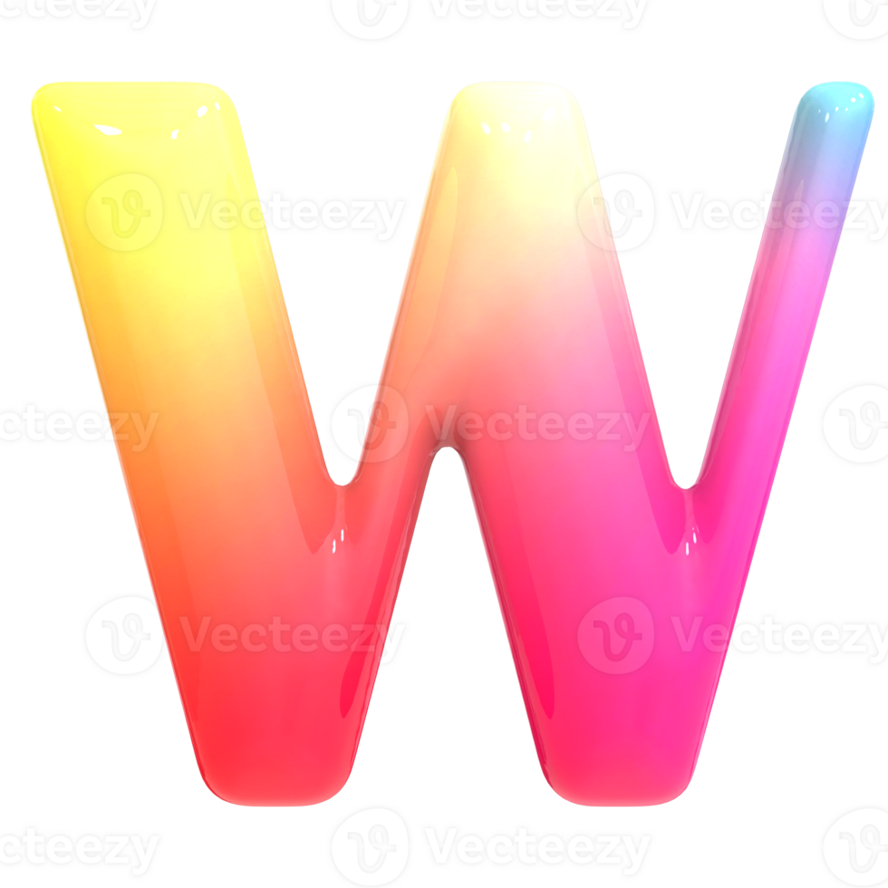 Gradient Font W 3D Render png