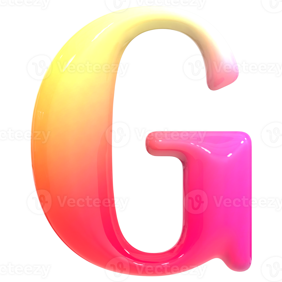 Gradient Font G 3D Render png