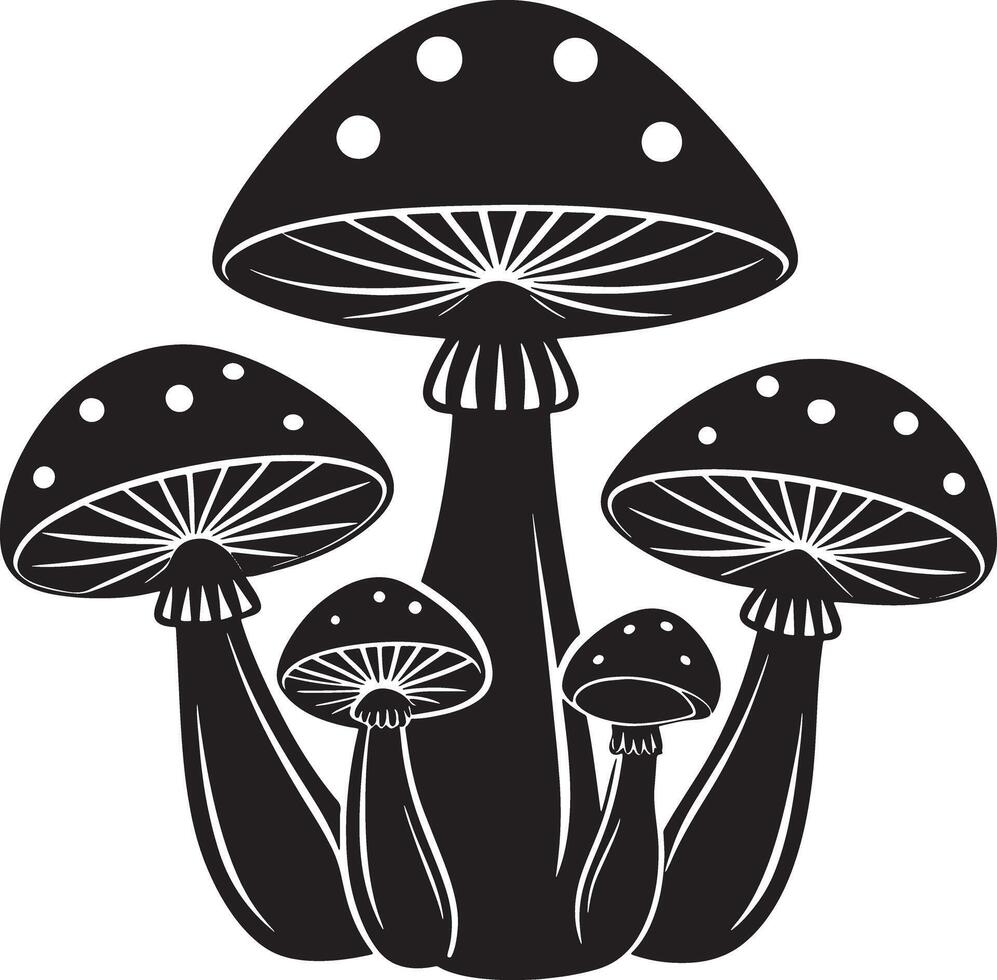 illustration of mushroom black and white vector