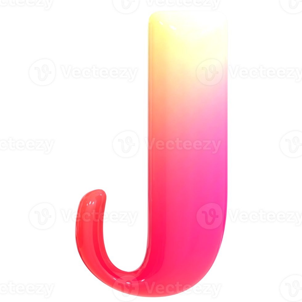 Gradient Font J 3D Render png