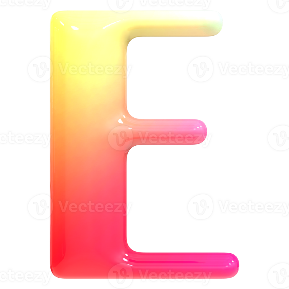 Gradient Font E 3D Render png