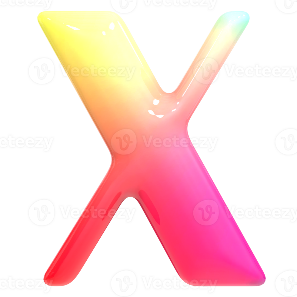 Gradient Font X 3D Render png