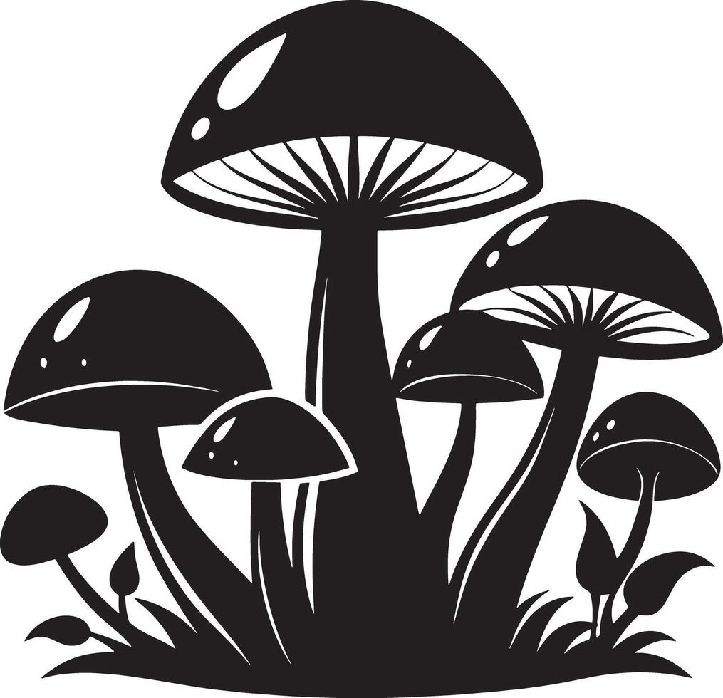 illustration of mushroom black and white vector