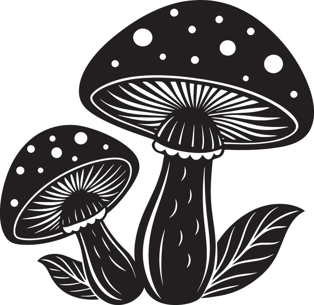 illustration of mushroom black and white vector