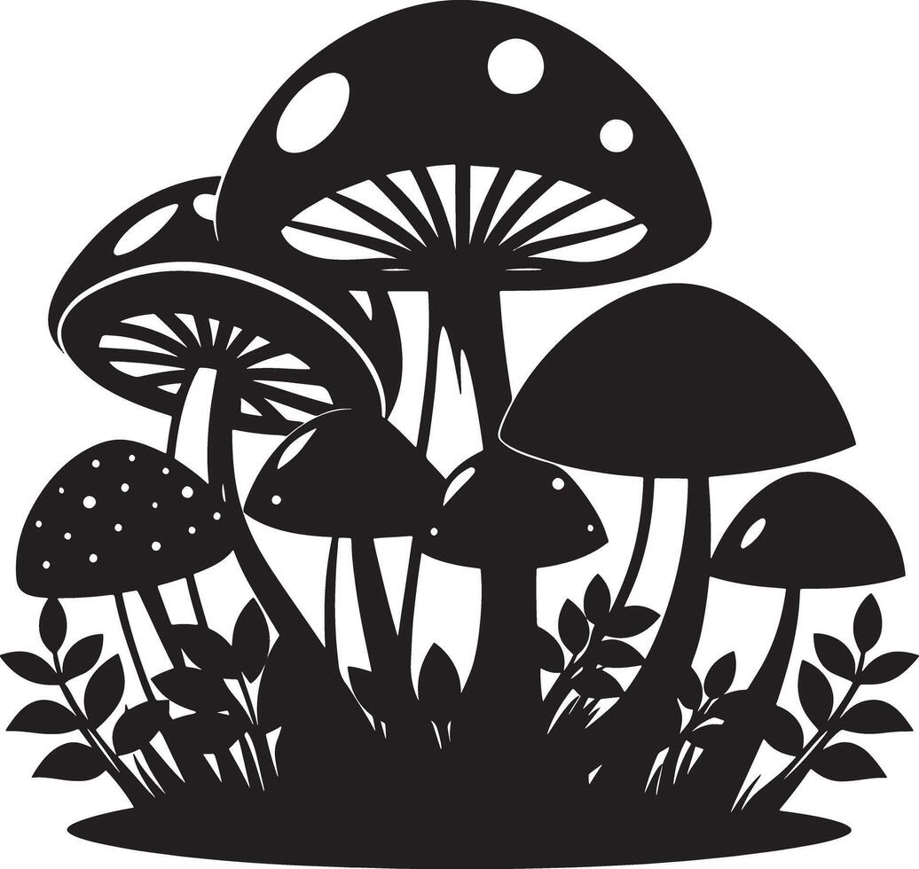 illustration of mushroom black and white vector