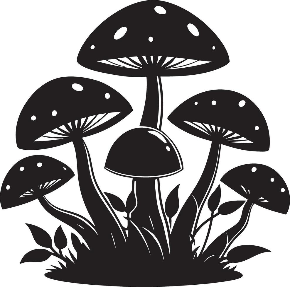 illustration of mushroom black and white vector