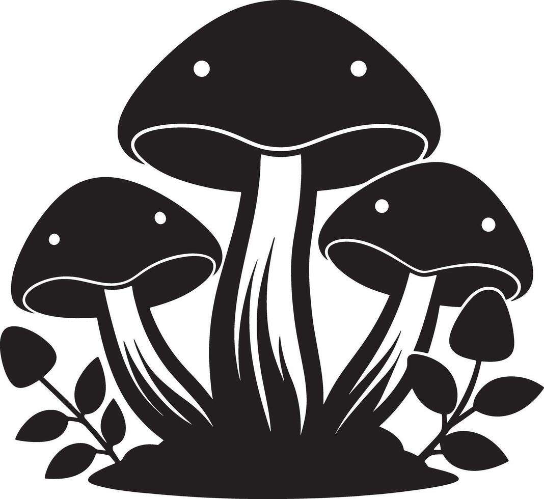 illustration of mushroom black and white vector
