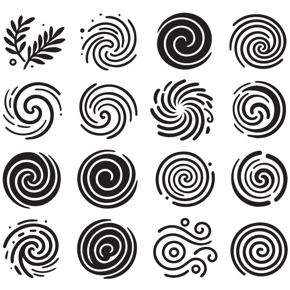 Hand-Drawn Swirls on Clean White Background, Variety of Shapes and Sizes vector