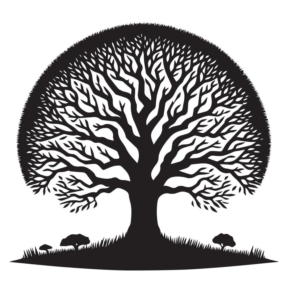 Silhouette of Tree Icon Isolated in White vector