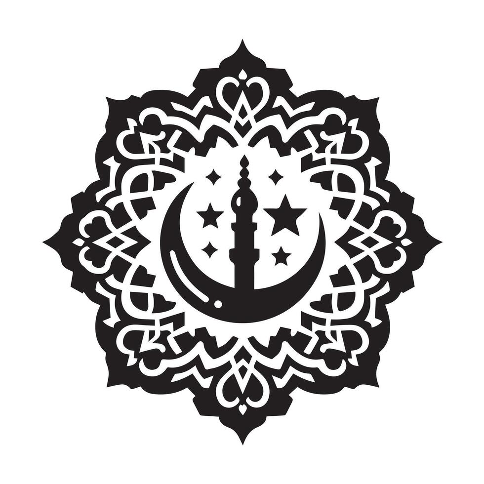 Silhouette of Islamic Ornament Icon Isolated in White vector