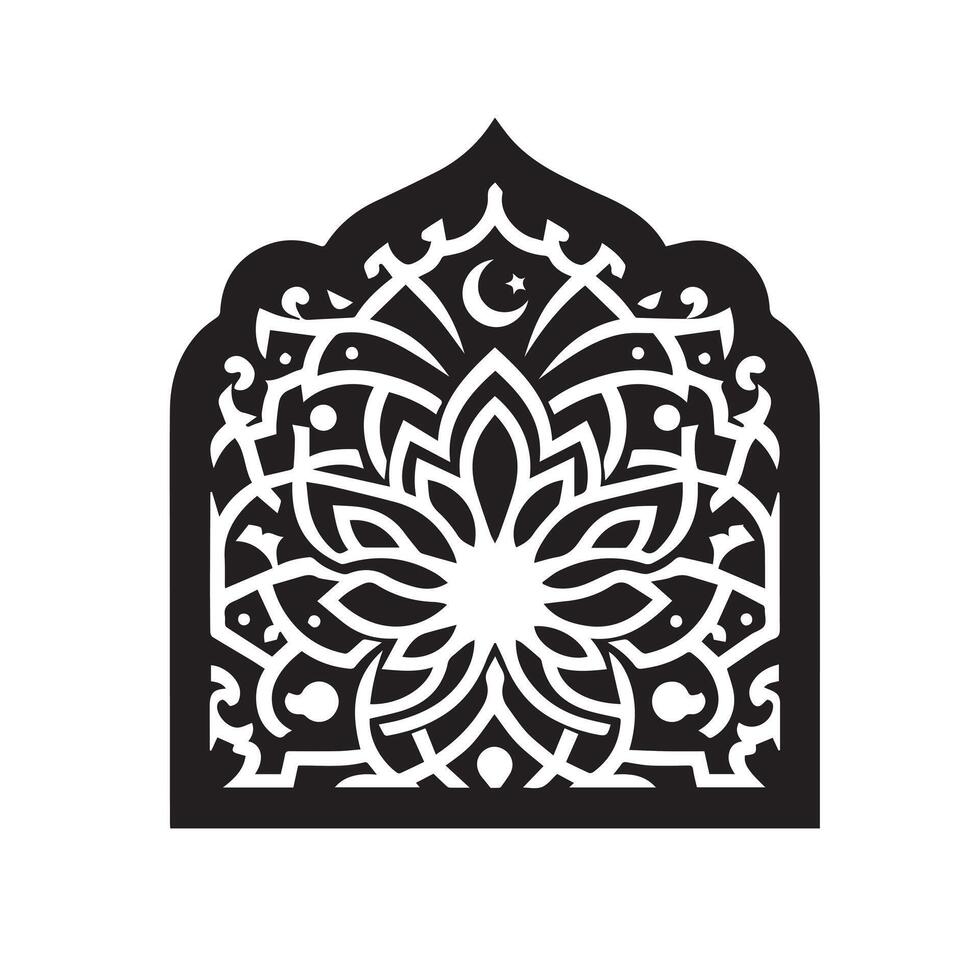 Silhouette of Islamic Ornament Icon Isolated in White vector