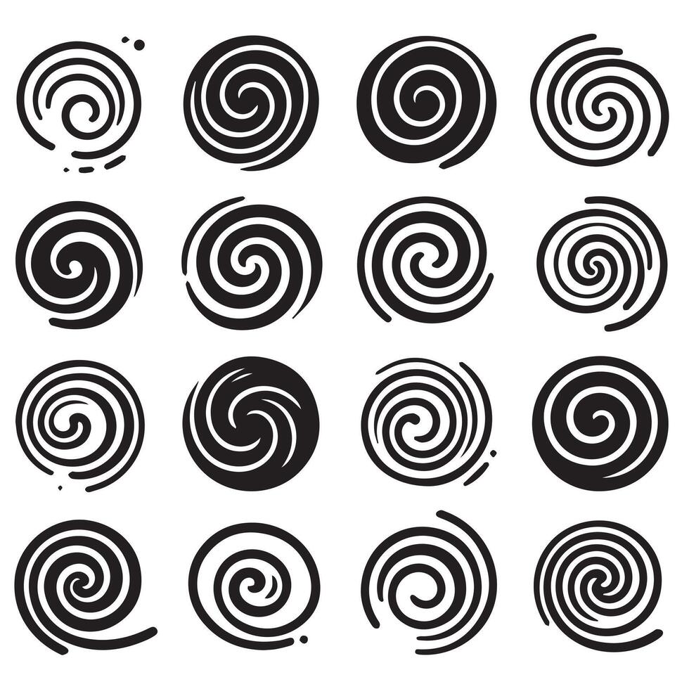 Hand-Drawn Swirls on Clean White Background, Variety of Shapes and Sizes vector