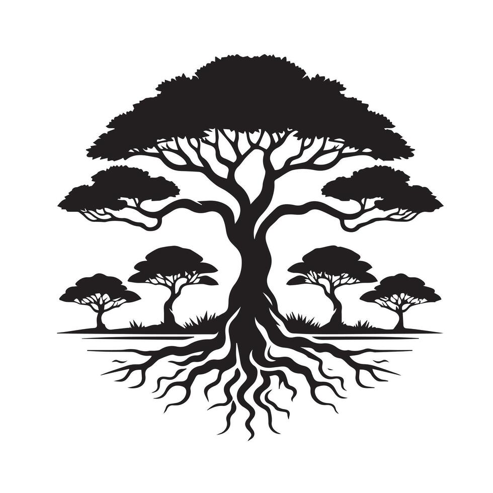 Silhouette of Tree Icon Isolated in White vector