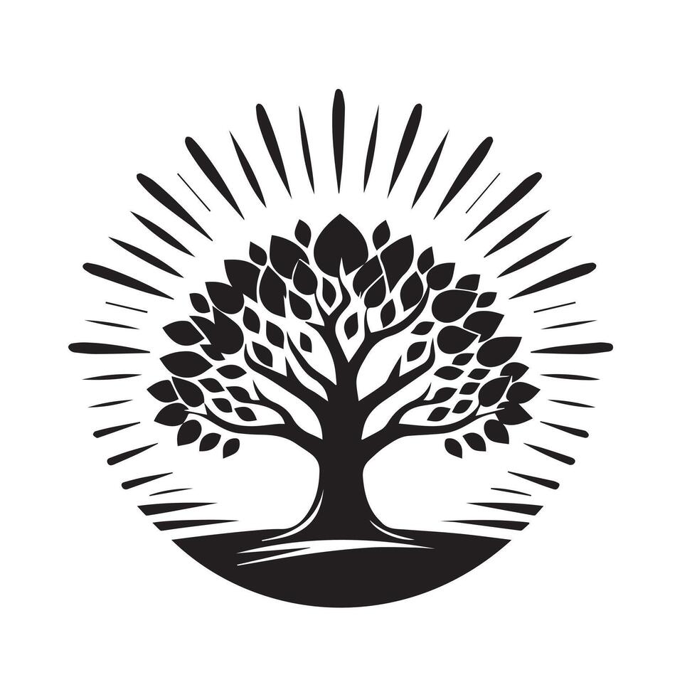 Silhouette of Tree Icon Isolated in White vector
