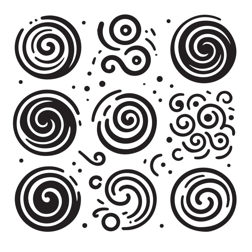 Hand-Drawn Swirls on Clean White Background, Variety of Shapes and Sizes vector