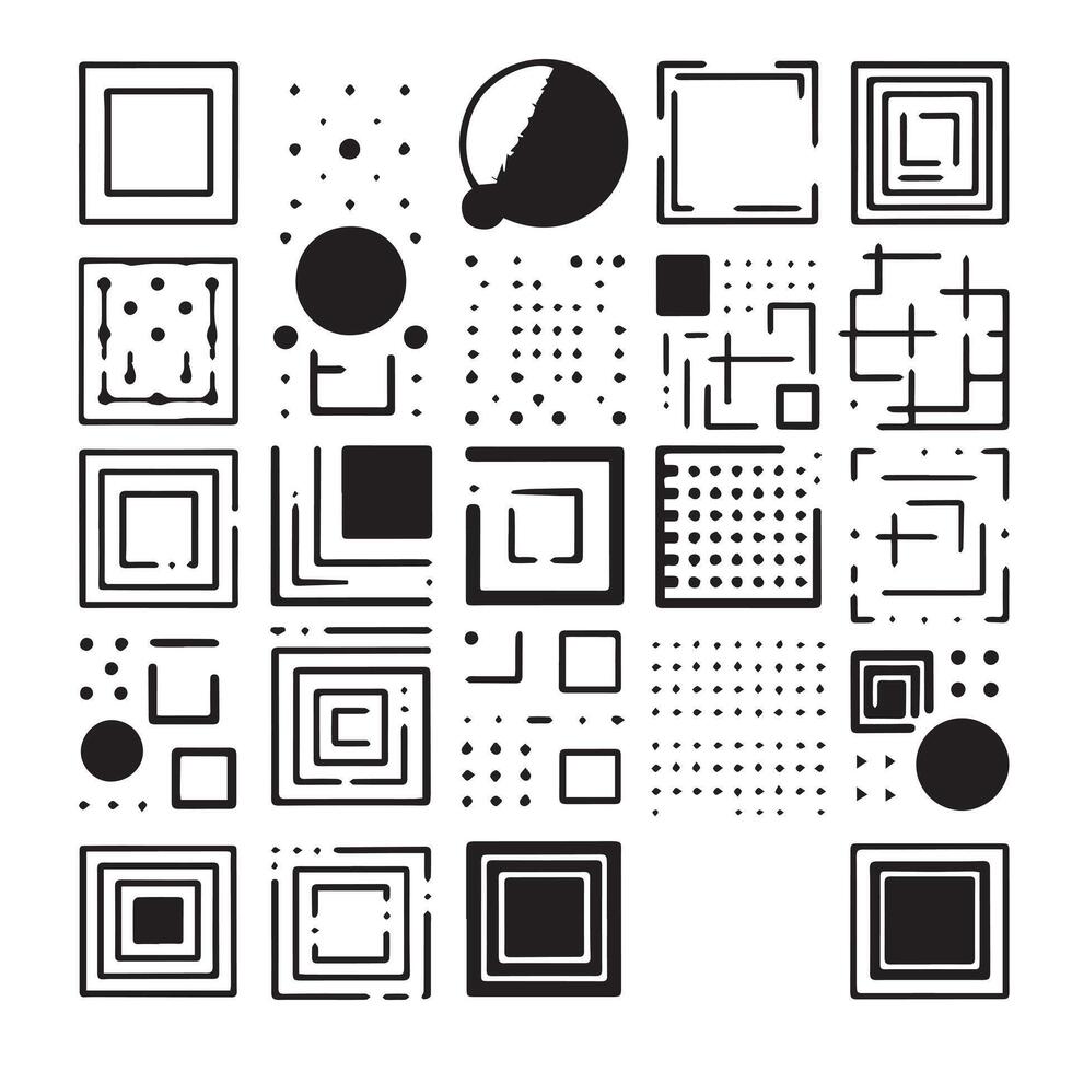 Sketchy Hand-Drawn Squares on Clean White Background, Variety of Shapes and Sizes vector