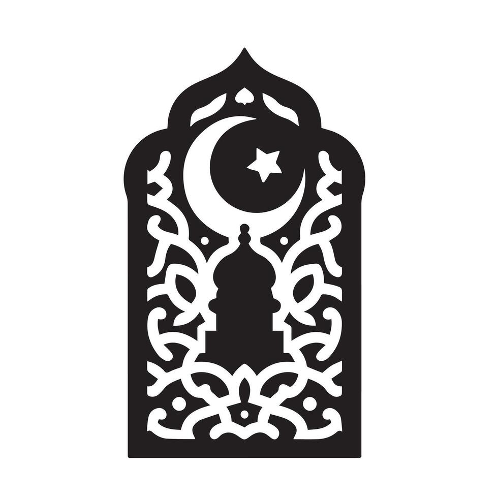 Silhouette of Islamic Element Icon Isolated in White vector