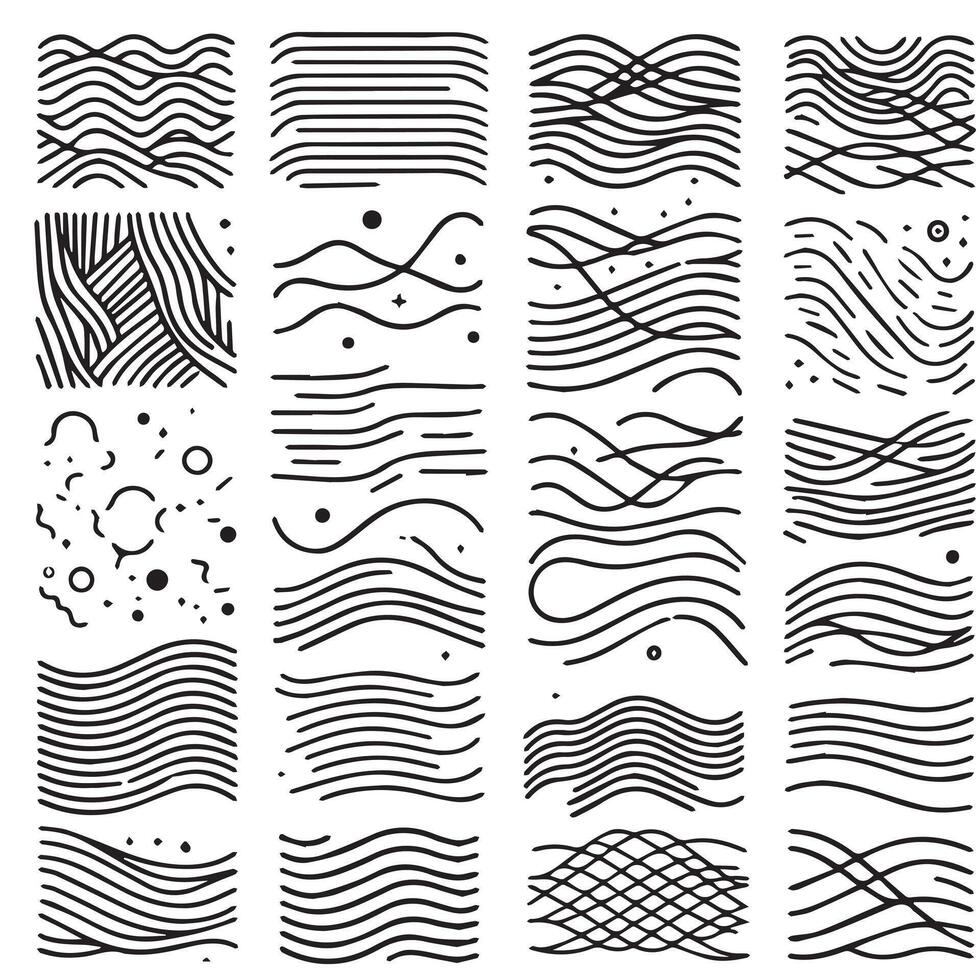 Hand-Drawn Lines on Clean White Background, Variety of Shapes and Directions vector