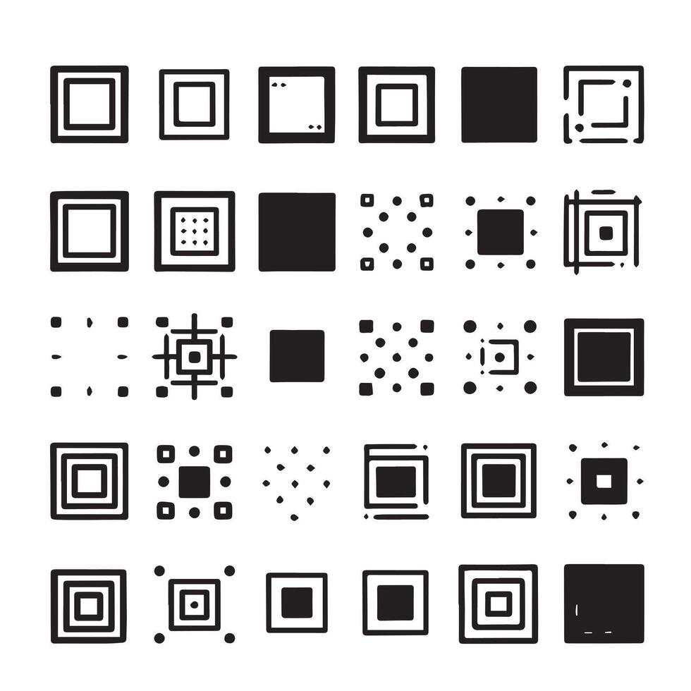 Sketchy Hand-Drawn Squares on Clean White Background, Variety of Shapes and Sizes vector