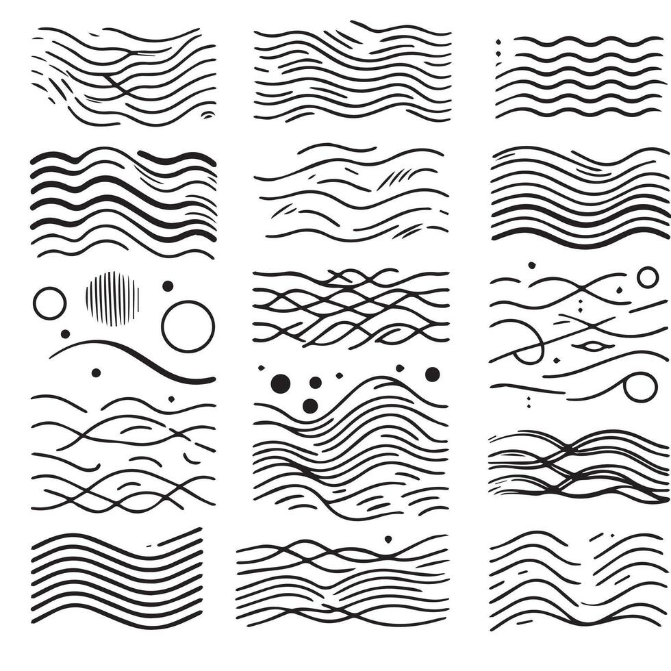 Hand-Drawn Lines on Clean White Background, Variety of Shapes and Directions vector