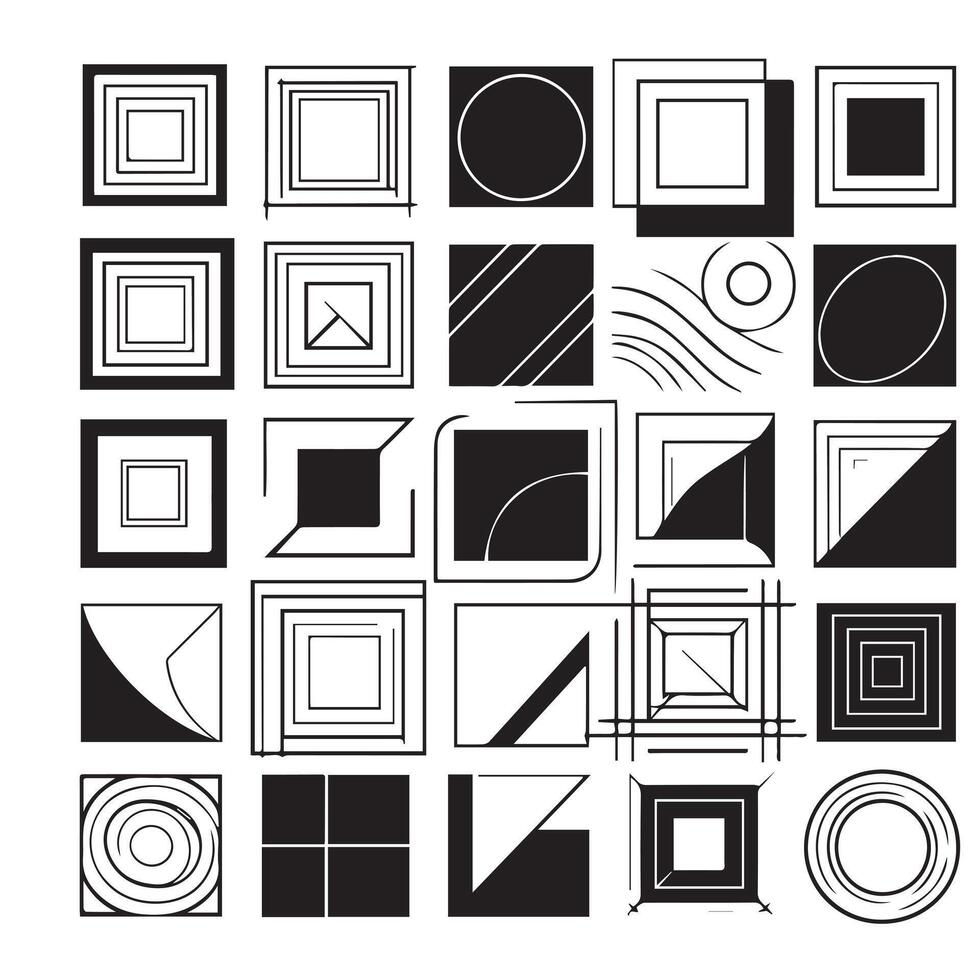 Sketchy Hand-Drawn Squares on Clean White Background, Variety of Shapes and Sizes vector