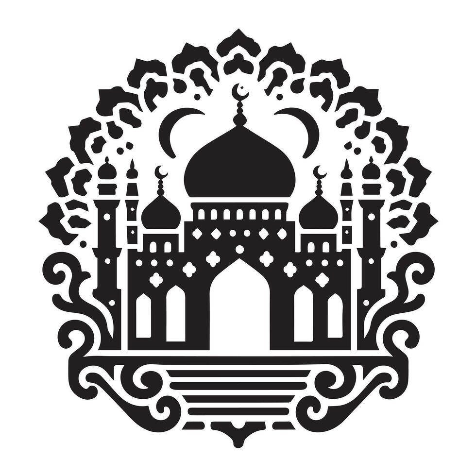 Silhouette of Islamic Element Icon Isolated in White vector