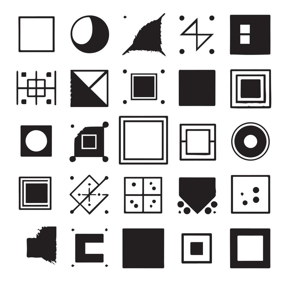 Sketchy Hand-Drawn Squares on Clean White Background, Variety of Shapes and Sizes vector
