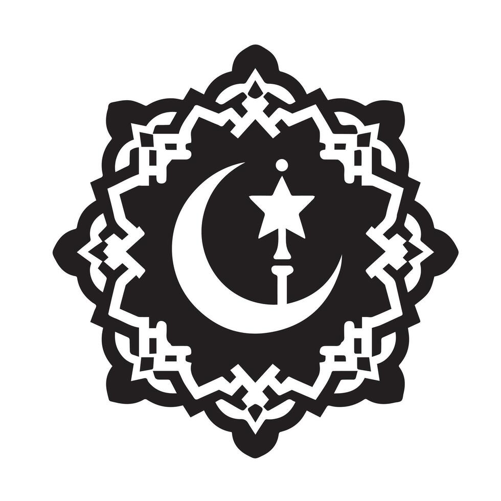 Silhouette of Islamic Element Icon Isolated in White vector