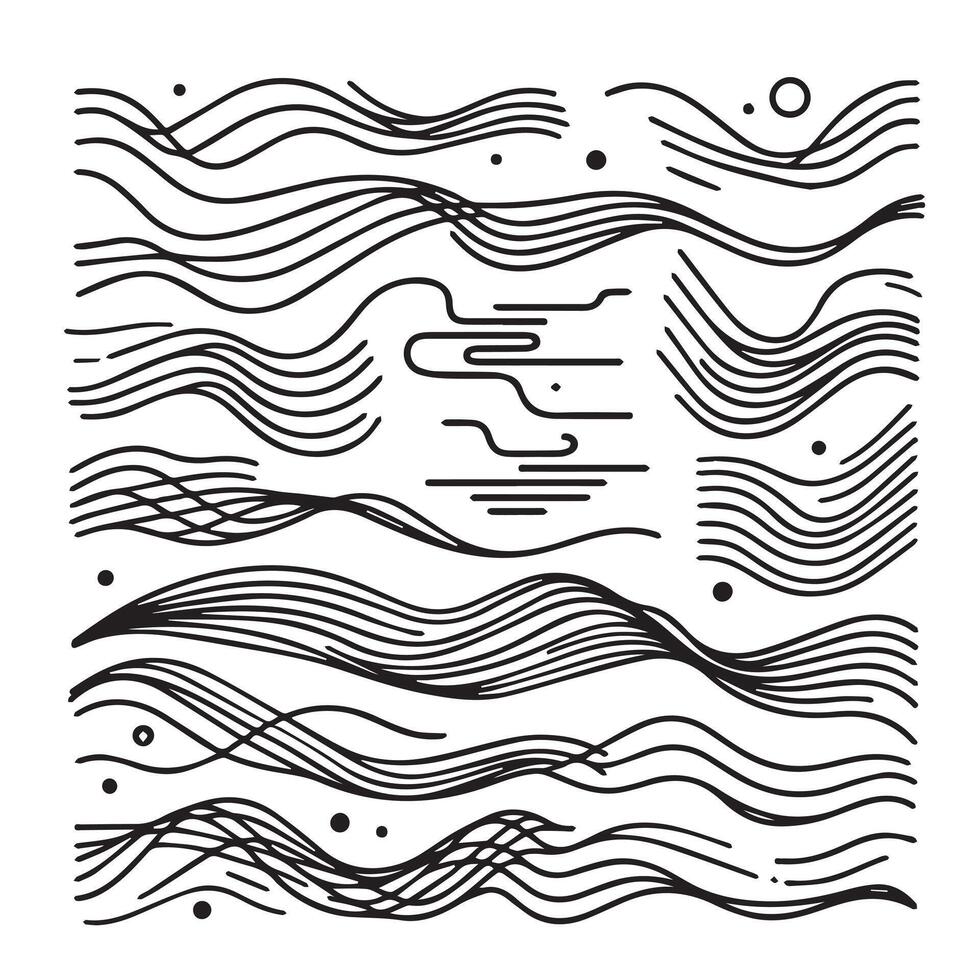 Hand-Drawn Lines on Clean White Background, Variety of Shapes and Directions vector