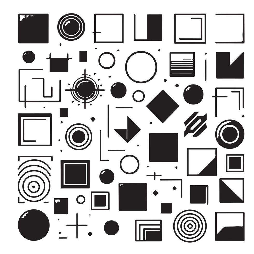 Sketchy Hand-Drawn Squares on Clean White Background, Variety of Shapes and Sizes vector