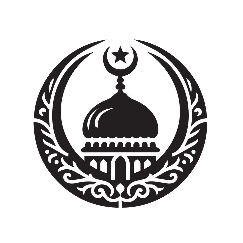 Silhouette of Islamic Element Icon Isolated in White vector