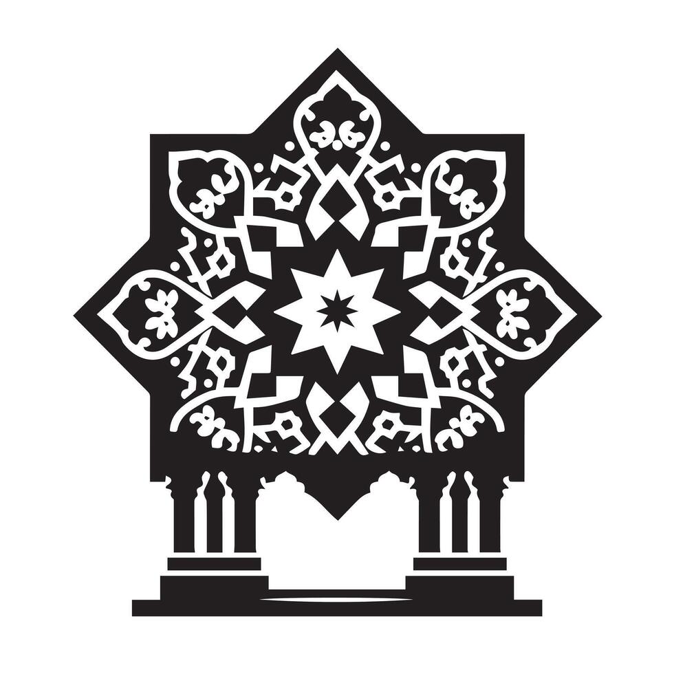 Silhouette of Islamic Element Icon Isolated in White vector