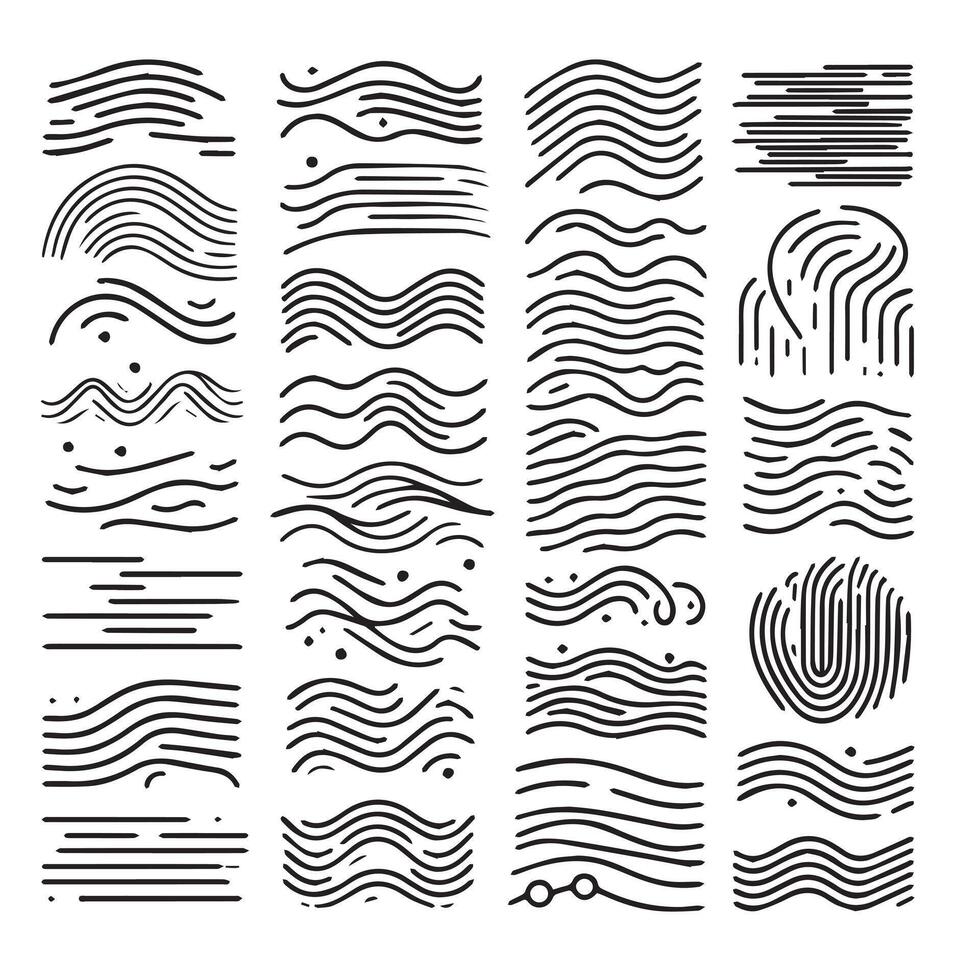 Hand-Drawn Lines on Clean White Background, Variety of Shapes and Directions vector