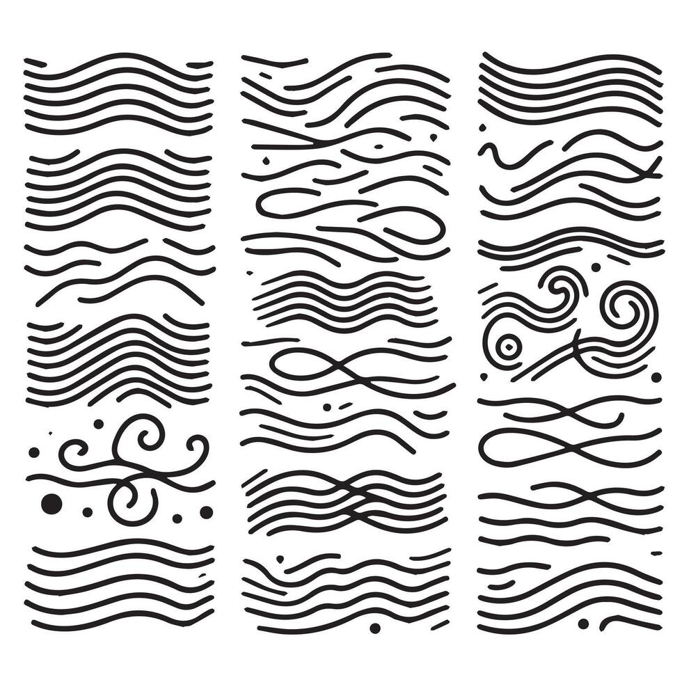 Hand-Drawn Lines on Clean White Background, Variety of Shapes and Directions vector