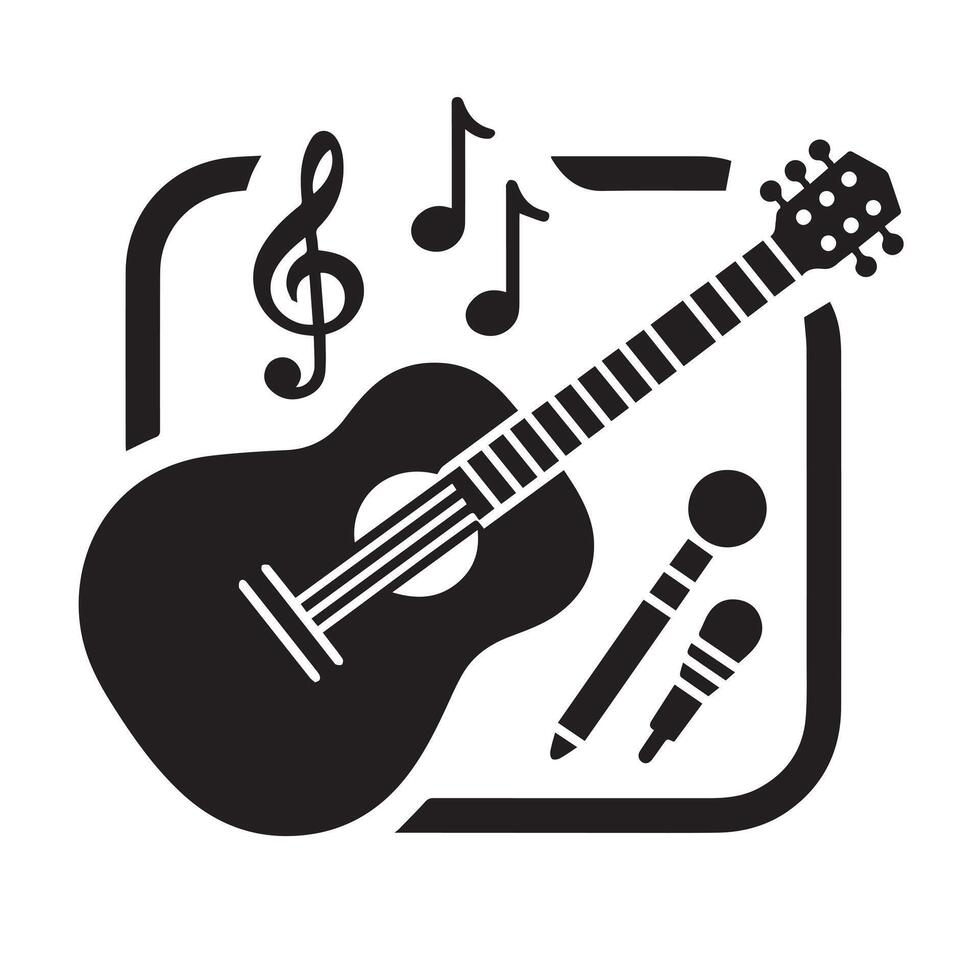 Silhouette of Guitar Icon Isolated in White vector