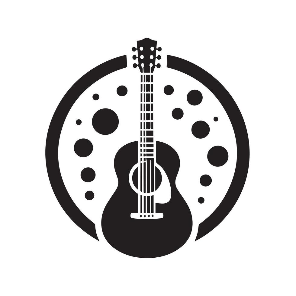 Silhouette of Guitar Icon Isolated in White vector