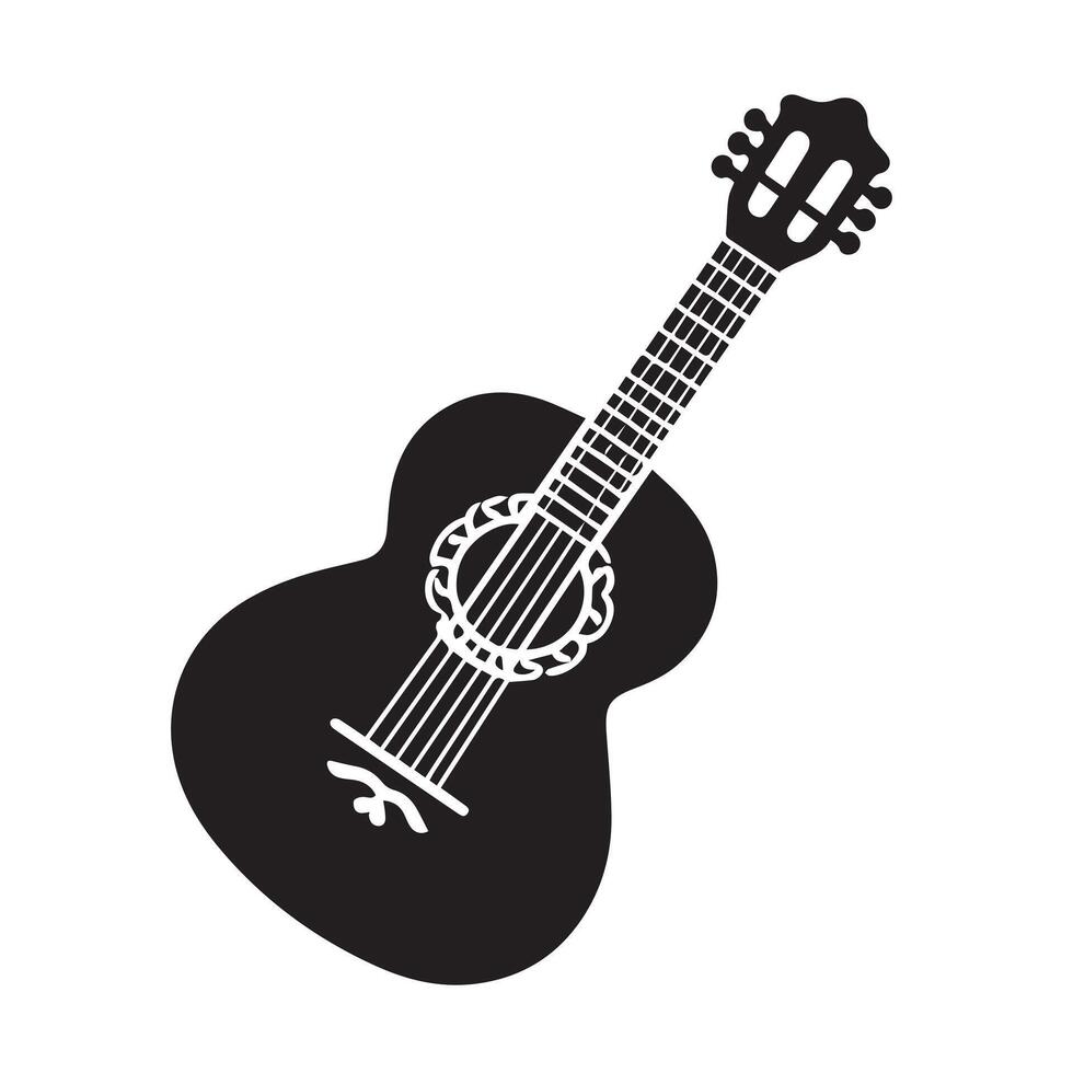Silhouette of Guitar Icon Isolated in White vector