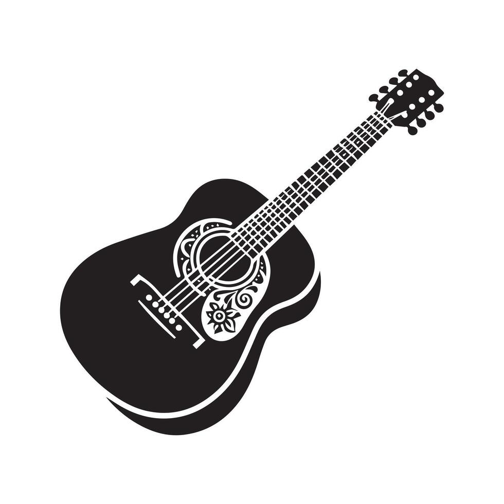 Silhouette of Guitar Icon Isolated in White vector