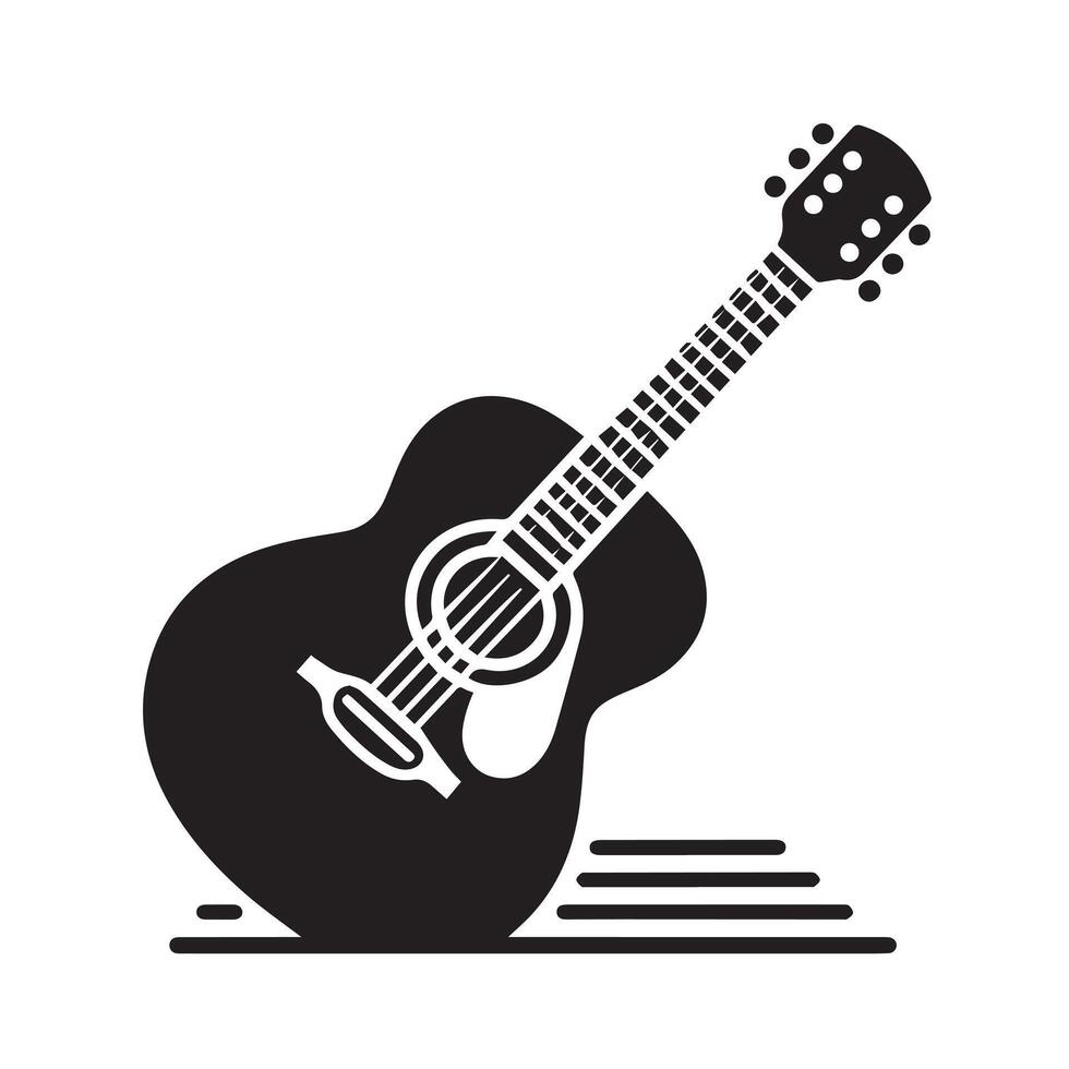 Silhouette of Guitar Icon Isolated in White vector