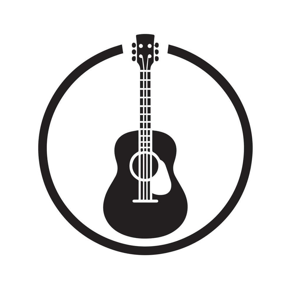 Silhouette of Guitar Icon Isolated in White vector