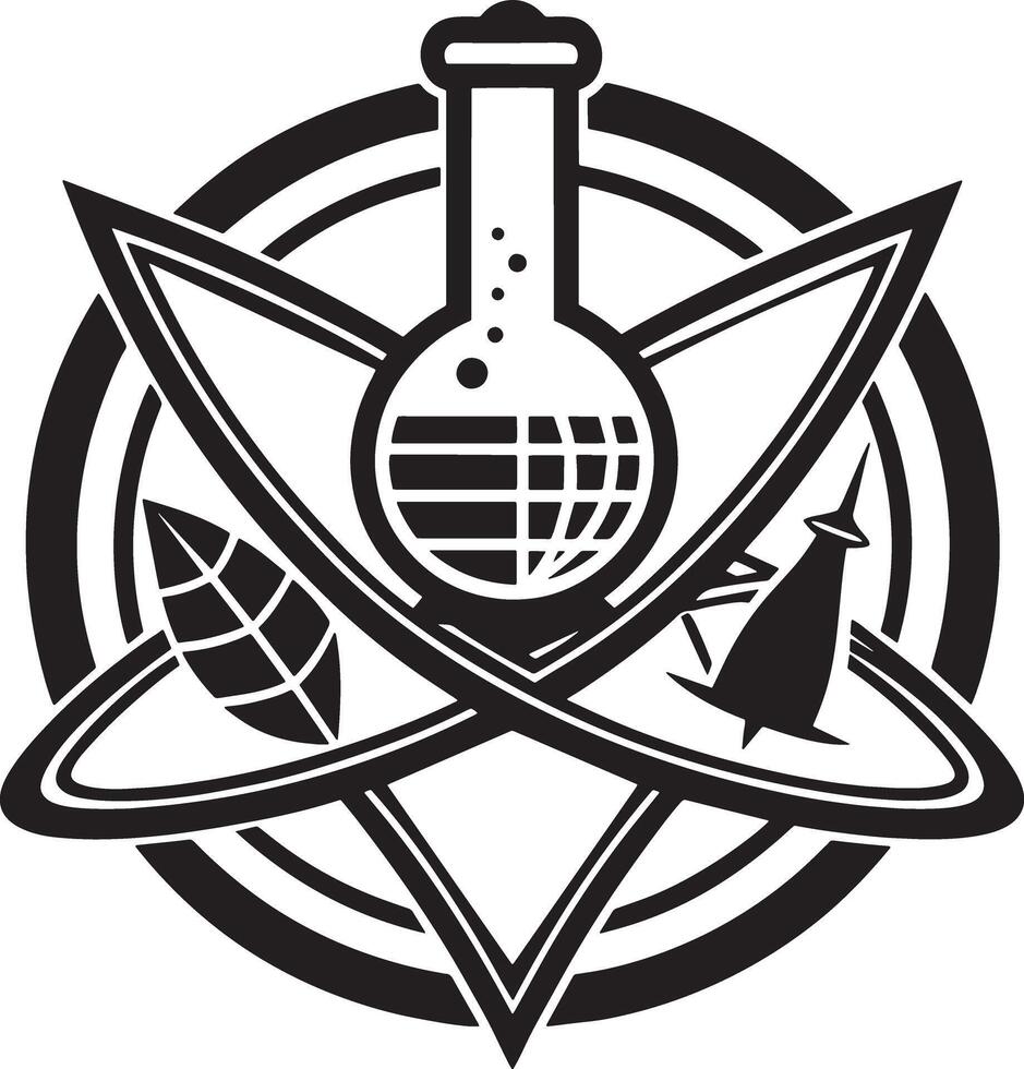 science and chemistry icon and logo illustration black and white vector
