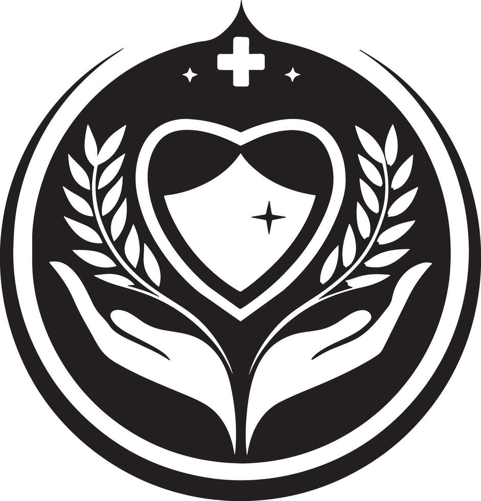 health and medical logo illustration black and white vector