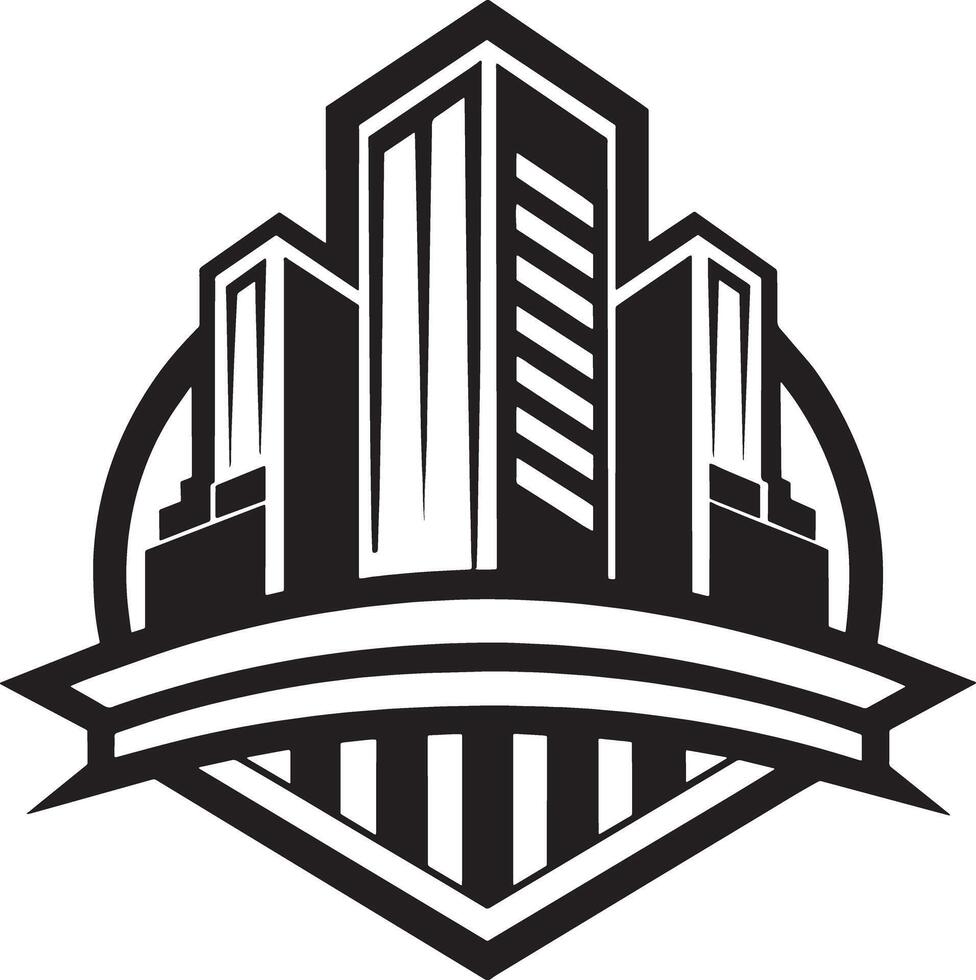 building and architecture logo illustration black and white vector